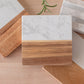 Marble and Wood Coasters - Set of 4 Coasters and Stand