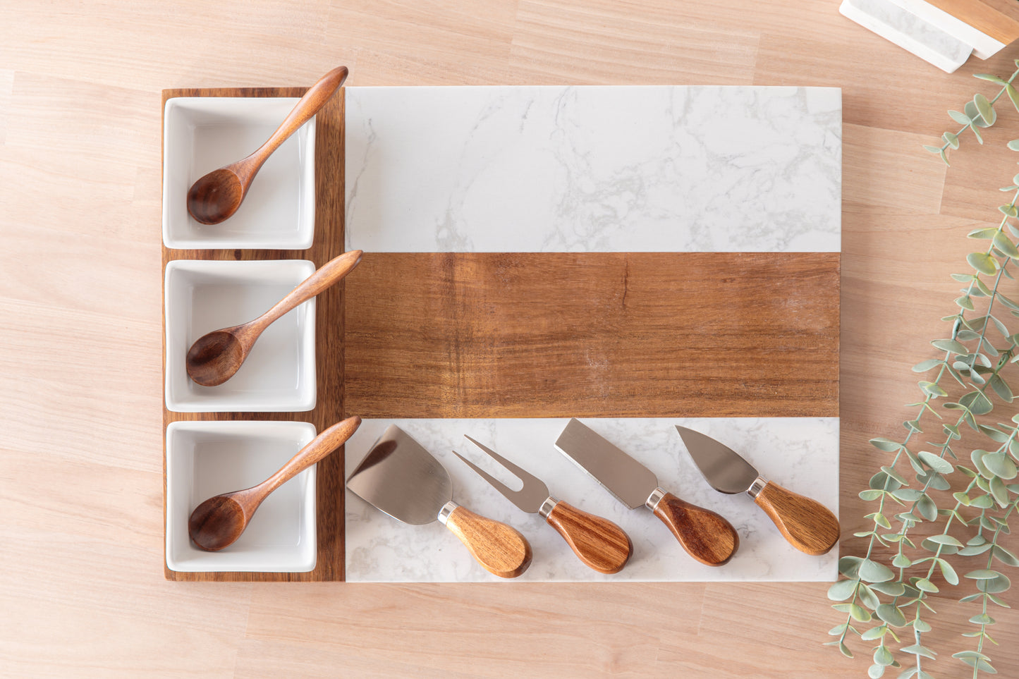 Marble Charcuterie Board & Bowls 11-Piece Set