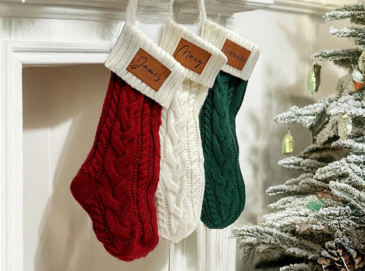 Custom Knit Stockings with Engraved Patch