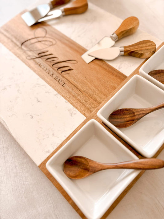 Marble Charcuterie Board & Bowls 11-Piece Set