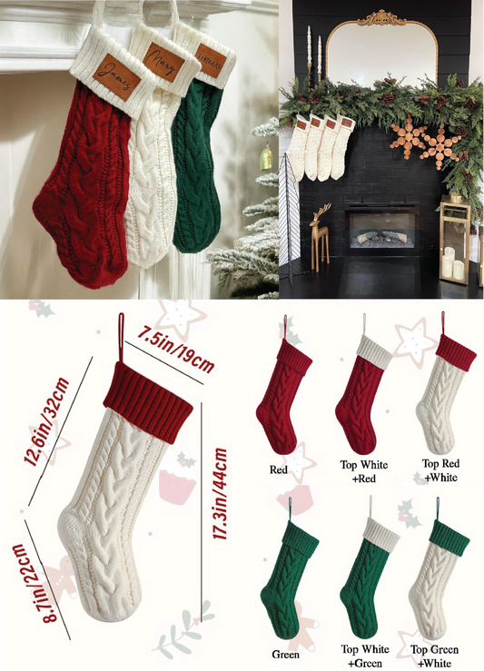 Custom Knit Stockings with Engraved Patch